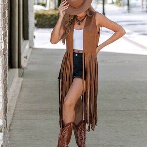 Brown Suede Fringe Vest